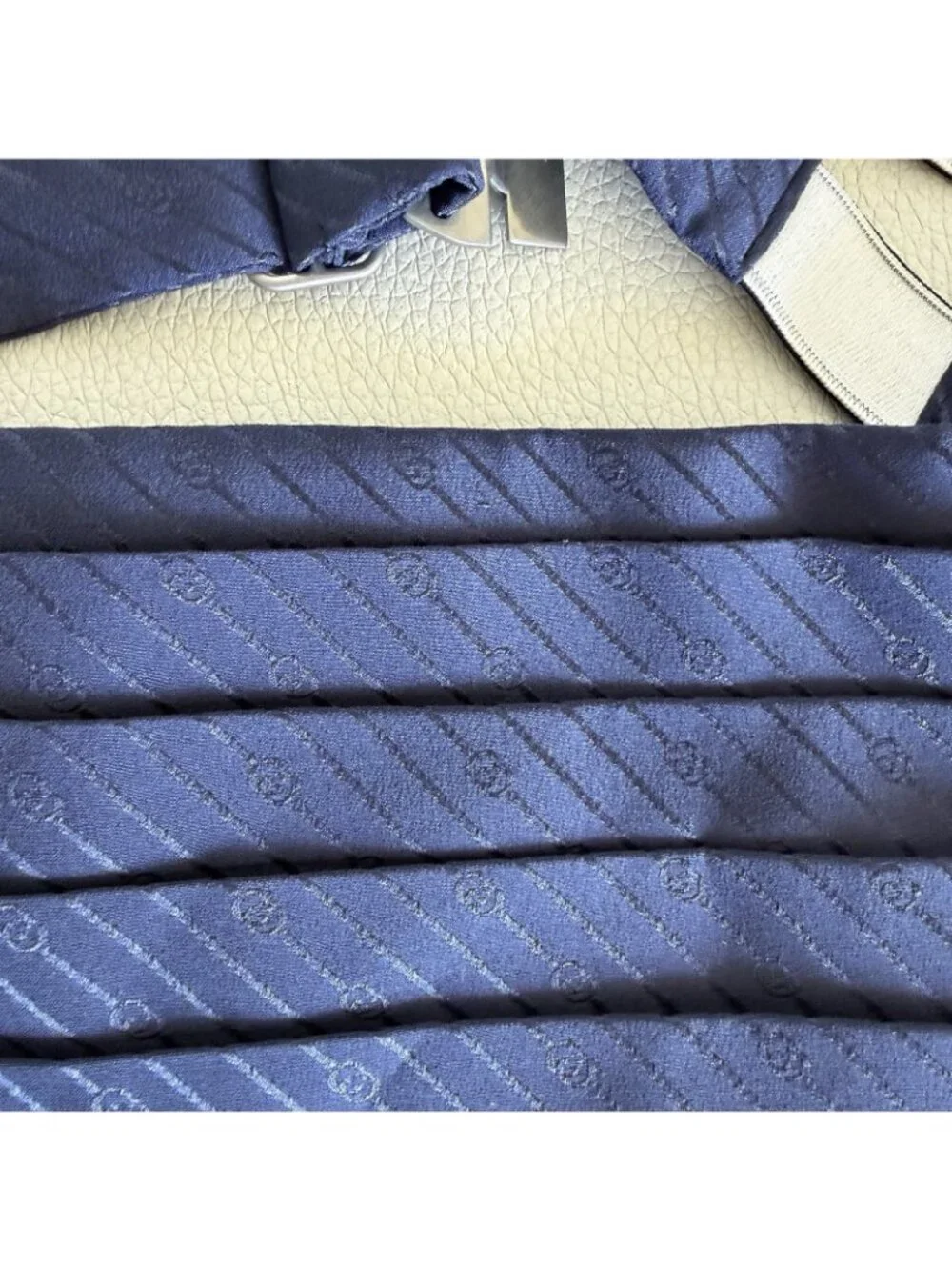 NEW GUCCI SILK CUMMERBUND Blue Sz M 100% Authentic Made In Italy